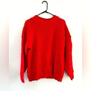VTG American Attitudes Cable Knit Sweater Chunky Red Size S